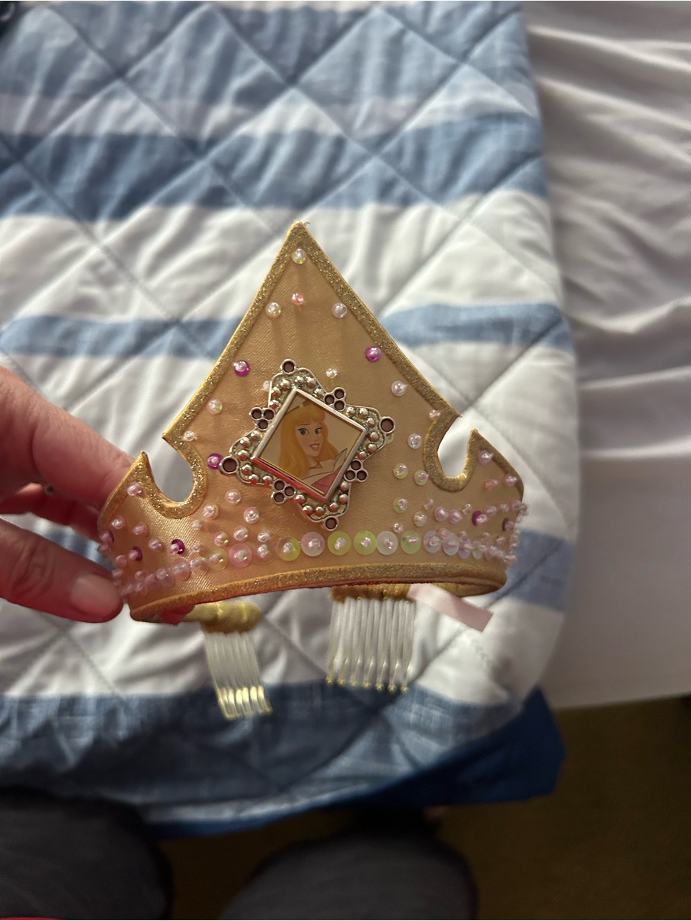 Disney's Sleeping Beauty Gold Princess Tiara. Hair Comb with Aurora Portrait